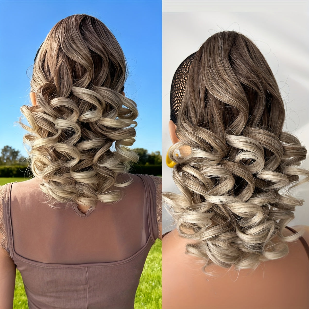 14-Inch (36cm) Clip-In/R Clip-On Hair Extensions - Dark Brown/Red/Burgundy Ombre Body Wave Synthetic Hair with Natural Layers, Volume & Soft Waves for Women &, Instant Length for Ponytails, Braids, Dreadlocks-like Styles