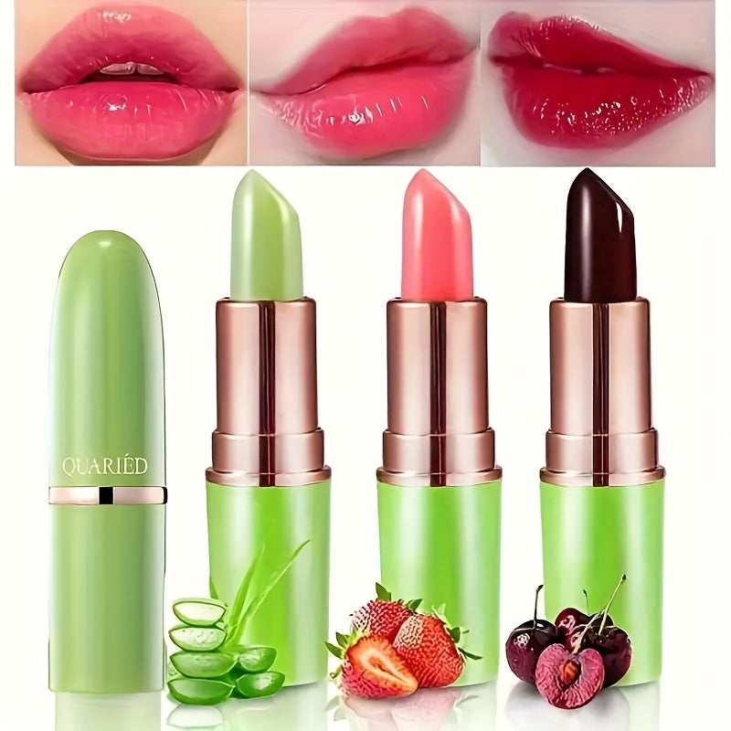 3 PCS Set 24-hour Long-lasting Color-Changing Lip Balm, with Magical Lipstick Effect, Greek Plants Natural Aloe Vera Lip Balm Personal Care Supplies