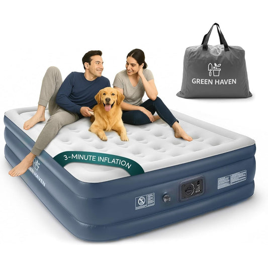 King Size Air Bed with Built-in Electric Pump – Self-Inflating Blow-Up Mattress for 2 Adults – Waterproof & Elevated for Camping, Guests, Indoor & Outdoor Use Furniture Supplies