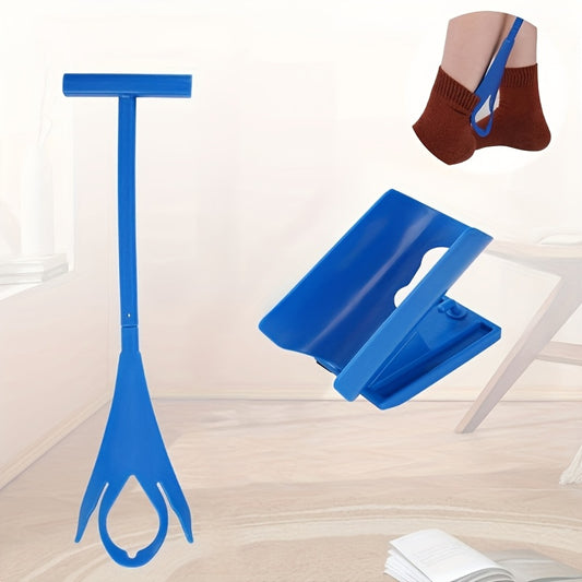 Easy-grip Blue Plastic Sock Aid with Support Base - Ideal for Seniors, Pregnant Women, and Individuals with Disabilities - The Perfect Gift Health Care Accessories