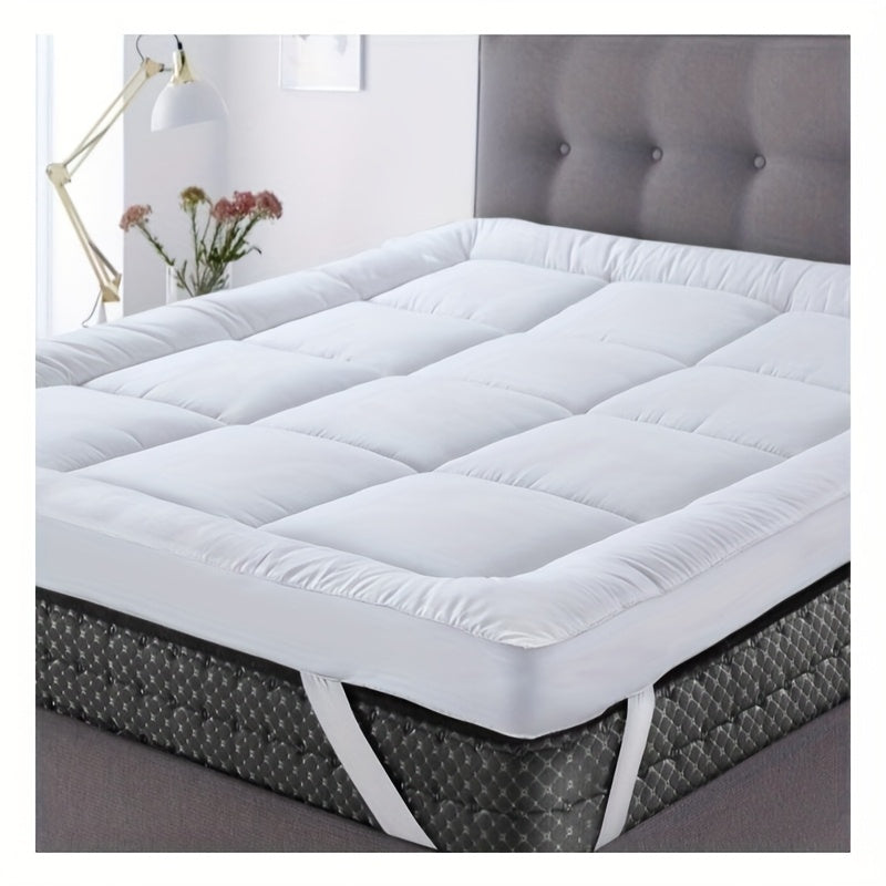NEW White/Black/Blue/Gray Color Home Hotel Quality Mattress Topper 10cm / 4 inch Thick Filling with Elasticated Straps in Single, Small Double (4Ft), Double, King, Super King Size Bedding Supplies