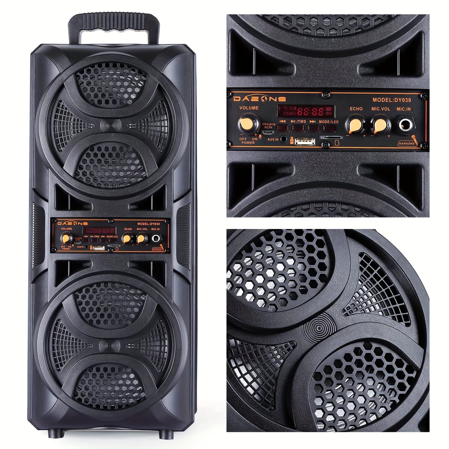 3000W Dual 16.51cm Portable Wireless PA Wireless Speaker  With Subwoofer, Loud Sound Powerful, Speaker Sound System, Karaoke Speaker System With Microphone, Remote Control, MP3/USB/SD, LED Battery Indicator Lights, High