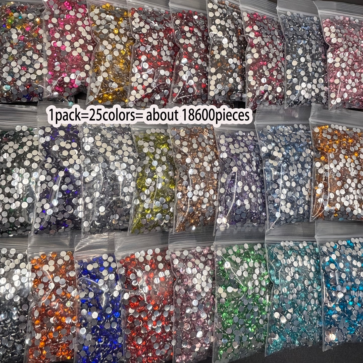 25 Colors / 18600pcs of 5D Resin Round Rhinestones, 3Mm Diameter Silvery Flat-Back Gems, Suitable for Crafts, Coasters, Keychains, Wreaths, Nail Art, And More Creative Projects - a Perfect Match for Your Artistic Creations, N