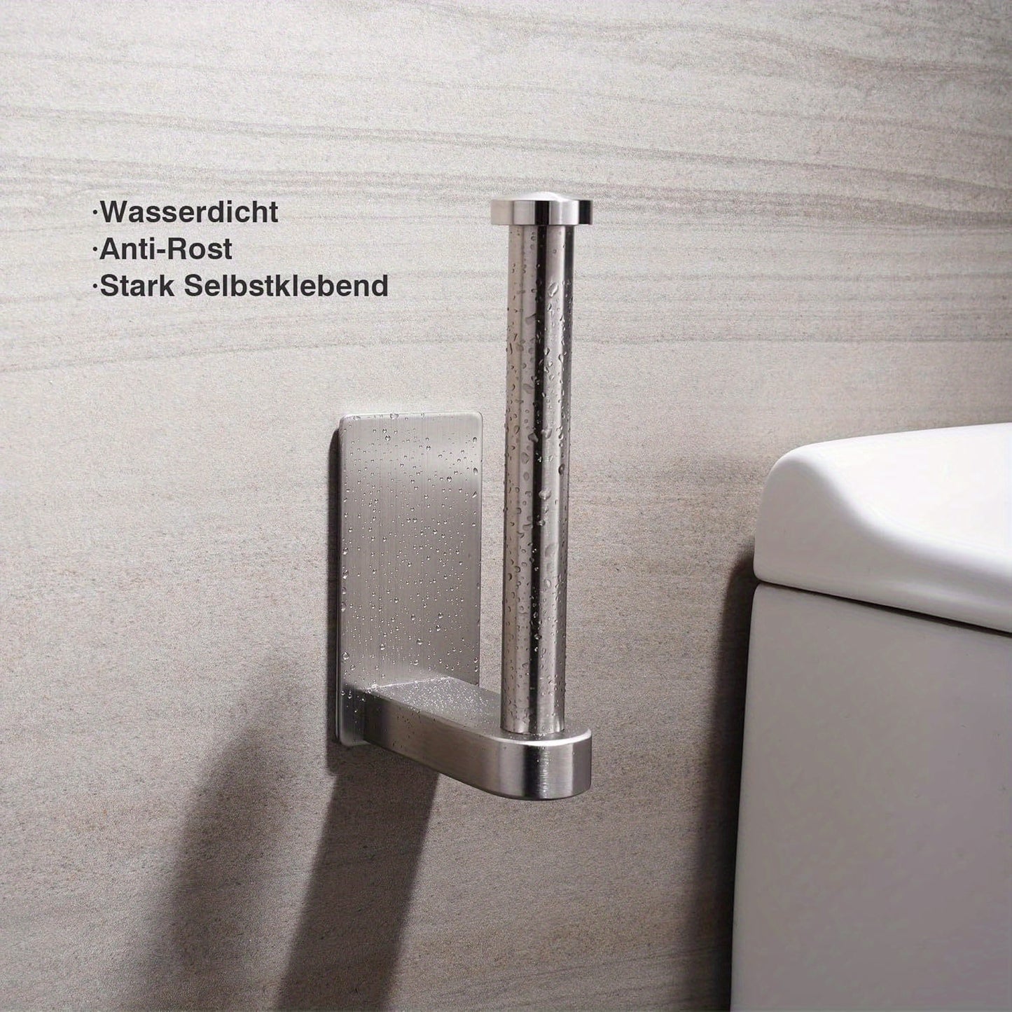 Stainless Steel Toilet Paper Holder - No Drill Self-Adhesive Freestanding Bathroom & Kitchen Roll Holder with Brushed Finish, Durable Rust-Resistant Design for Easy Installation, Modern Minimalist Style, Toilet Paper Storage,