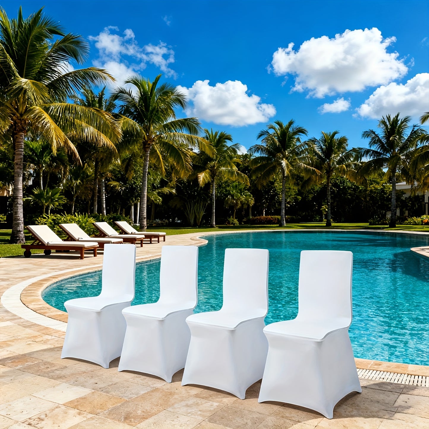 50-100 PCS Set Elegant White Stretch Chair Covers with Bowknot - 50/100pcs Set for Weddings & Parties Birthday Wedding Decoration Home Indoor Outdoor Accessories