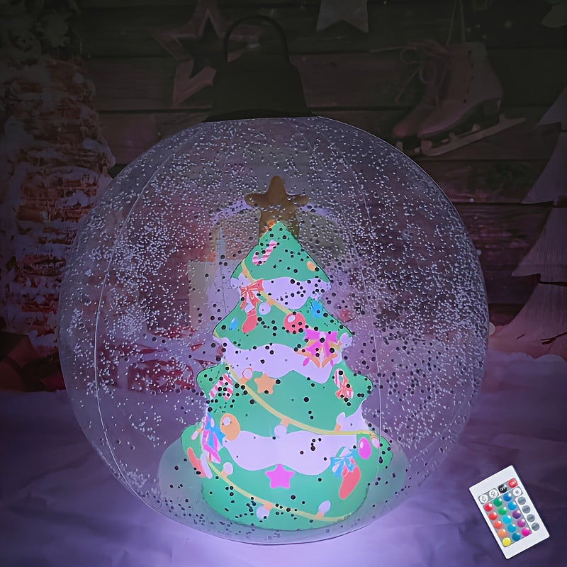 NEW 60.98cm Light Up Christmas Ball Christmas Tree Outdoor Inflatables with LED Light PVC Decorated Ball Xmas Blow Up Ball for Garden Yard Porch Christmas Holiday Decor, Christmas Balloon Arch, Winter Wonderland Decorations,