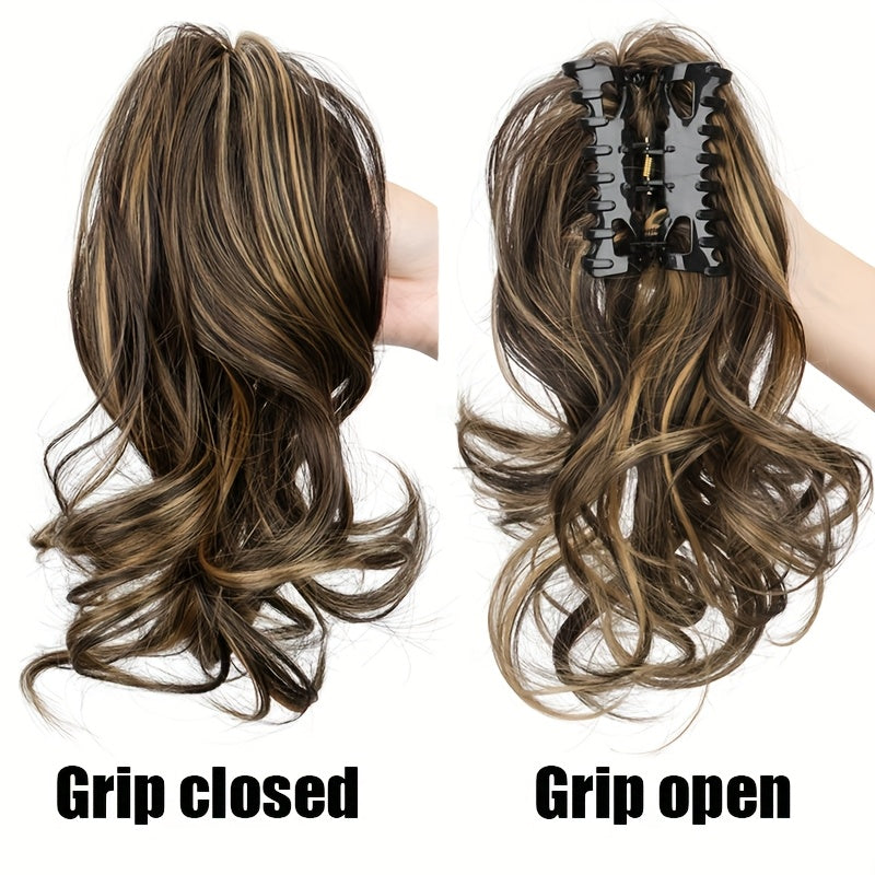 12-Inch Short Curly Clip-In Ponytail Extension – Heat-Resistant Synthetic Hair for Women & Girls, Voluminous Claw Clip Hairpiece for Weddings, Parties & Casual Attire
