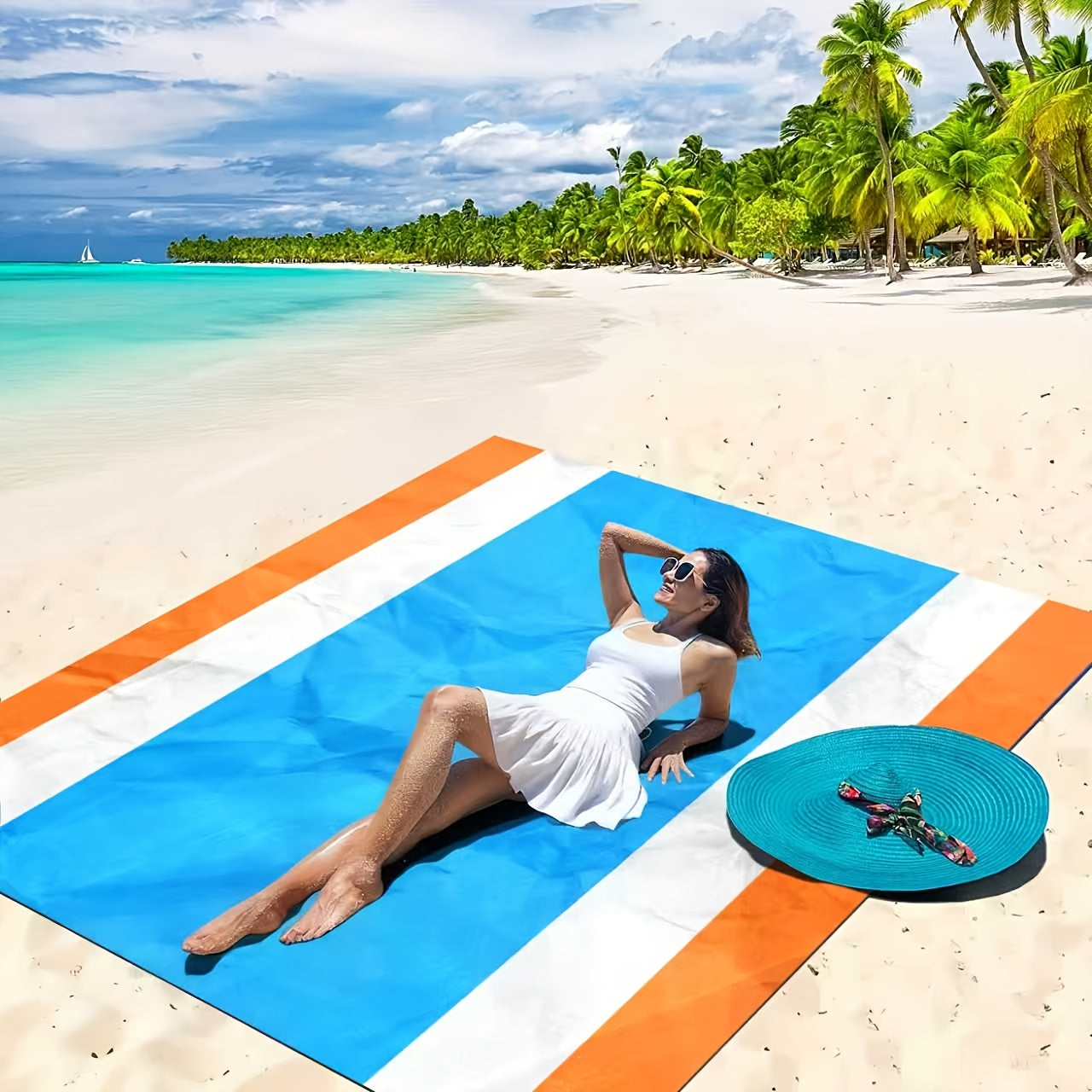 NEW Picnic Beach Camping Blanket 4-7 Adults Oversized Lightweight Sand Proof Beach Blanket Large Picnic Mat Beach Blanket for Beach Travel Camping Hiking