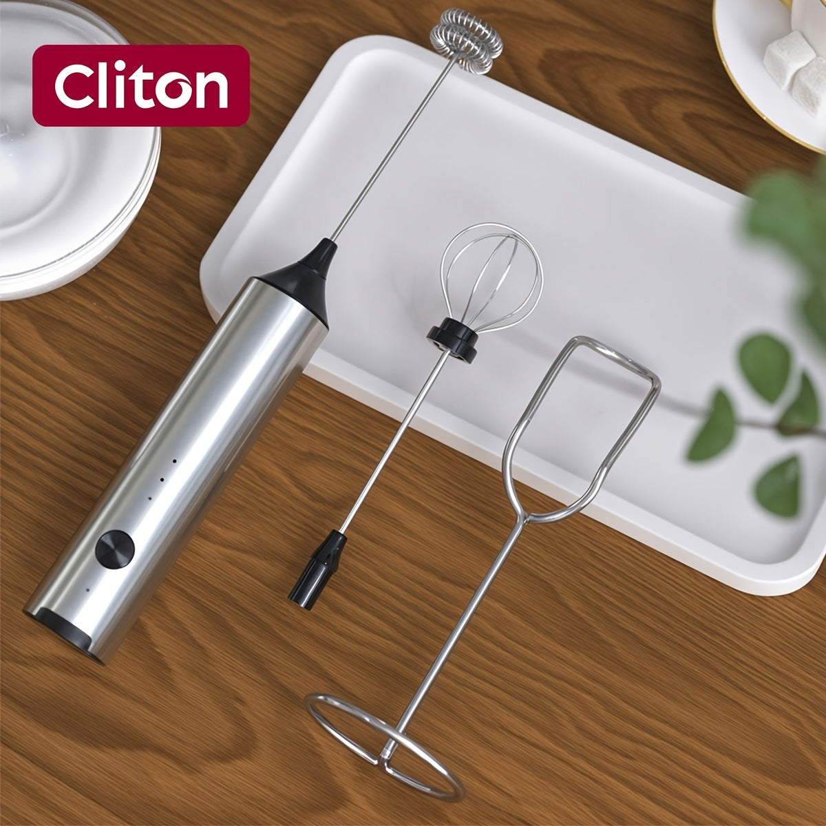 Rechargeable Electric Milk Frother, Handheld Foam Maker Whisk with 2 Heads 3 Speeds Drink Mixer, Built-in Mixing Heads for Both Milk Beaters And Egg Beaters, Quick Foaming Coffee Whisk for Coffee, Latte, Wedding Gifts, Portab