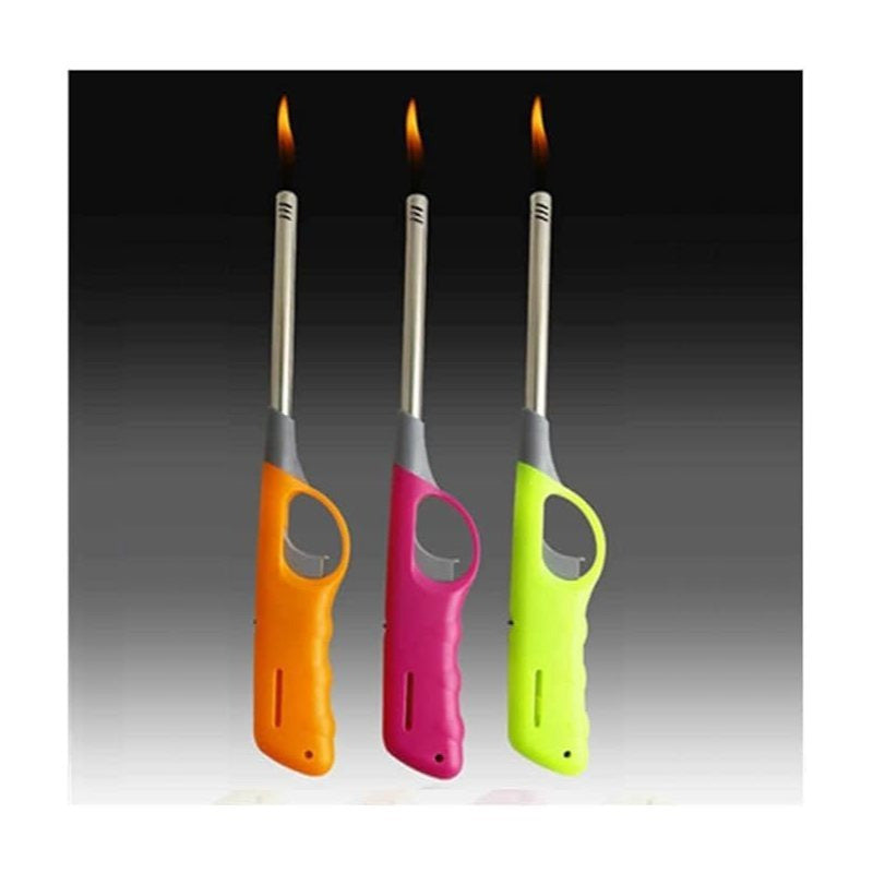 3 PCS Set  Large Refillable BBQ Gas Lighters, Safety Flame, Random Colors, Suitable for Kitchen, Barbecue, Candles, Camping, Cooking, BBQs & Fireworks
