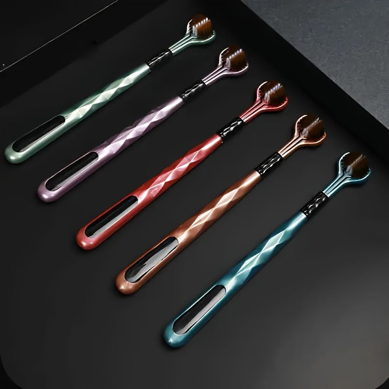 5-Pack Set V-Shaped Three-Sided Manual Toothbrushes for Adults - Soft Nylon Bristles, Full Head Coverage, Unscented, Deep Cleaning for Gum Health, Formaldehyde-Free, Unisex