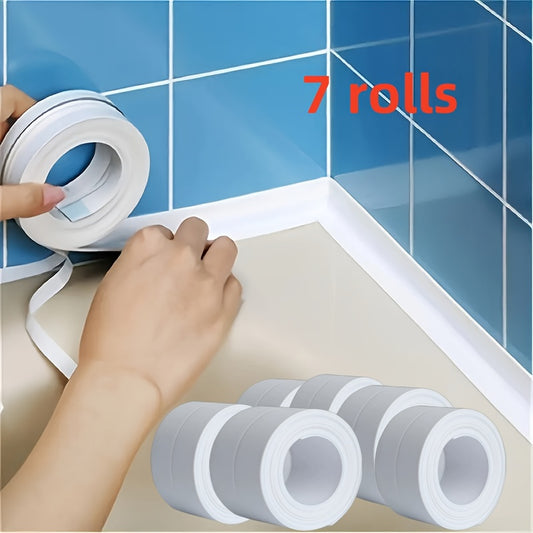 7 Rolls Set Sealing Tapes of Self-Adhesive PVC Waterproof Sealing Tape, Suitable for Shower Room, Kitchen, Bathroom and Corner Decoration Repair Tools Sets