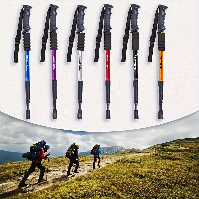 Top Quality Aluminum Alloy Lightweight Hiking Walk Sticks with Four Adjustable Sections, Designed to Be Flexible And Resistant to Rust, Perfect for Trekking And Travel Sports Accessories
