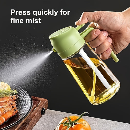 NEW 2-In-1 Portable 4 Colors Oil Spray Bottle And Pouring Container for Olive Oil, 470ML Plastic Kitchen Oil Bottle Suitable for Cooking, Grilling, Air Frying, Baking, And Salads Kitchen Accessories