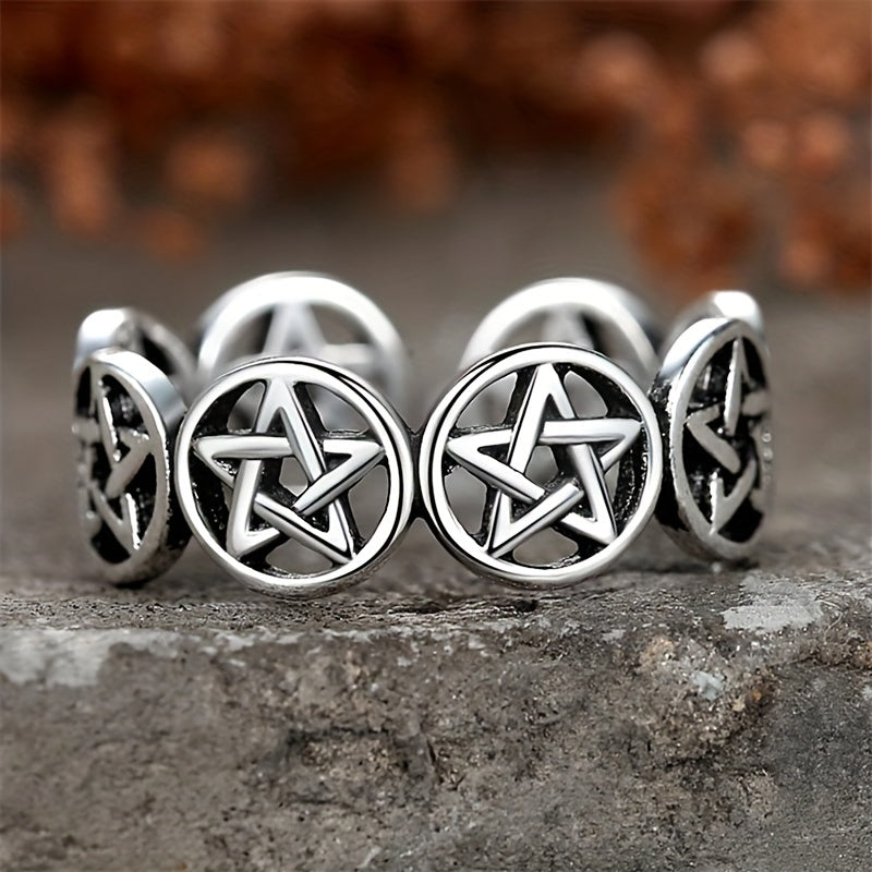Freemasons Secret Society Creative Pentagram Open Ring