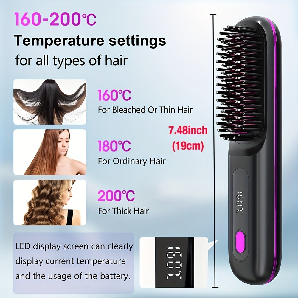 NEW Set Portable Straightening Comb, Quick Hair Straightener, Straightening Styling Tool, Smart Digital Display Precise Temperature Control. Long-Lasting Hold Without Damaging Hair, Straightening and Curling Dual Use