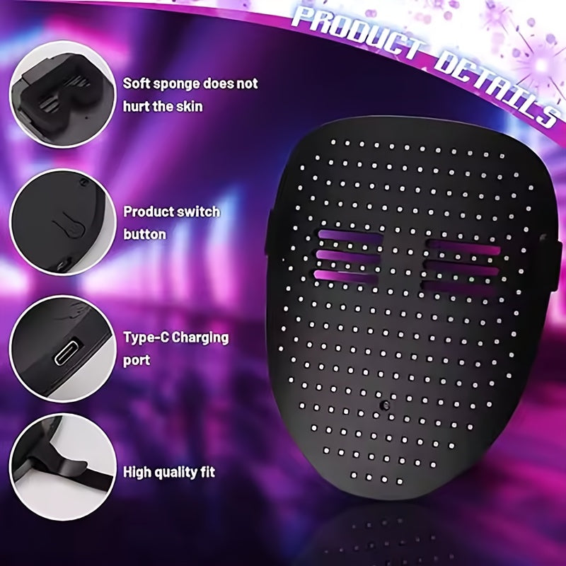 LED Mask with Gesture Sensing Light up Face Transforming LED Halloween Mask for Men Women Costume Cosplay Party, Halloween Costume, Party Accessory, Fun Costume, Interactive Mask, Durable Material, Lightweight Mask, Motion Ac