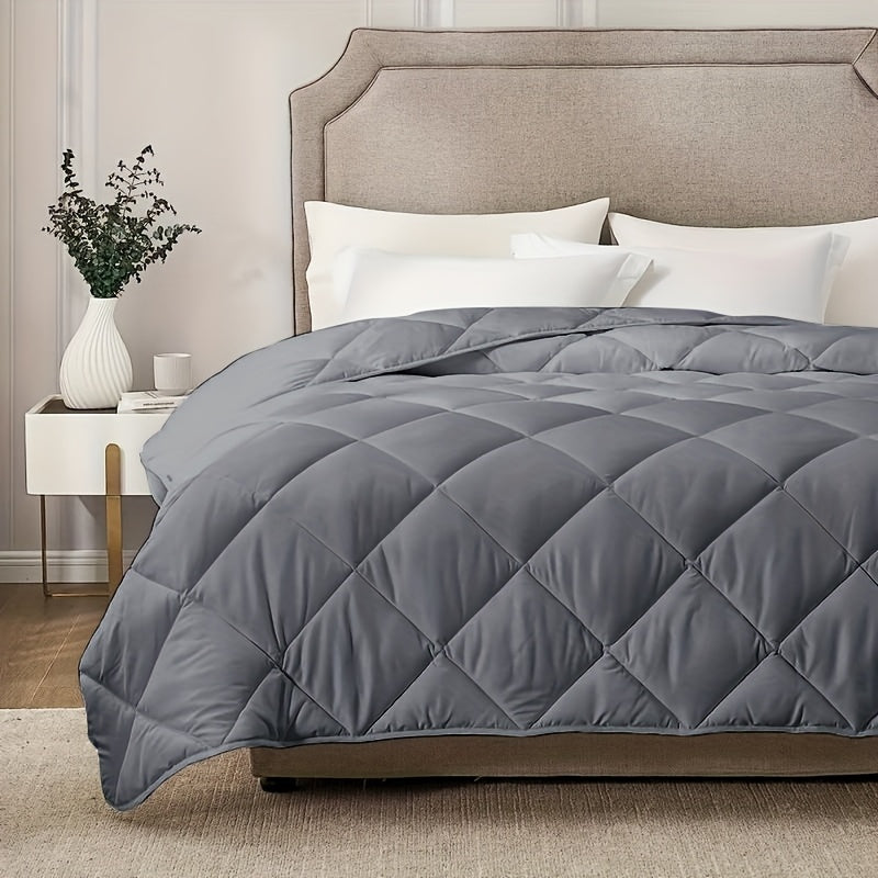 Tog 2.5 | 7.5 | 13.5 Grey All-Weather Diamond Patterned Duvet Quilt Comforter | All-Weather Airy Lightweight Cozy Bedding for Home And Hotel