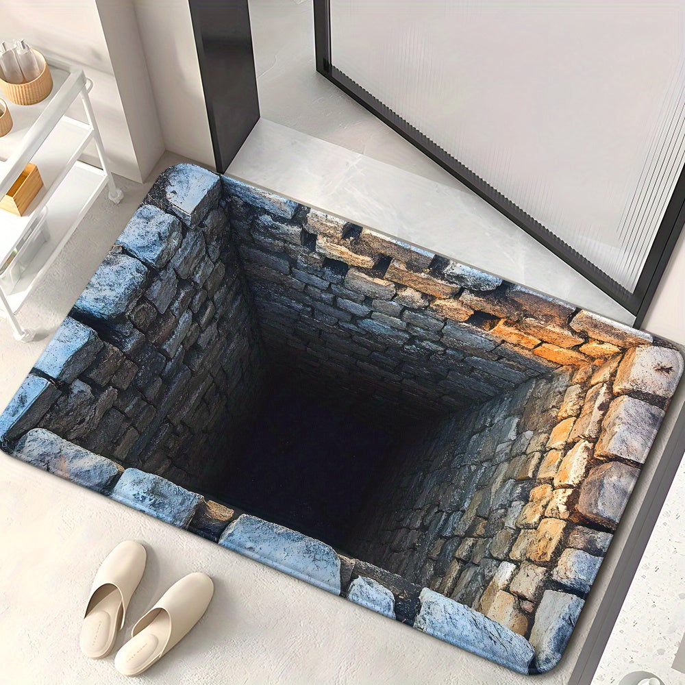 NEW Fantasy Style, Black Hole Stone Cellar, High Definition Printed Door Mat, Non-Slip Bathroom Floor Mats, Microfiber Absorbent Machine Washable Polyester Rug for Bedroom, Living Room Entry Carpet, Camping Picnic Mats, Yoga