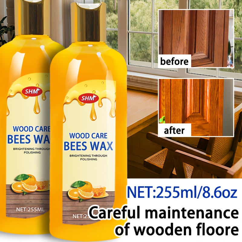 8.62oz Scented Beeswax Essential Oil Furniture Polish & Floor Wax - Orange Wood Cleaner, Restorer & Protector with Natural Beeswax Formula for Wood Floors & Furniture - Safe, Non-Toxic Maintenance, Wood Floor Cleaner, Home Ma