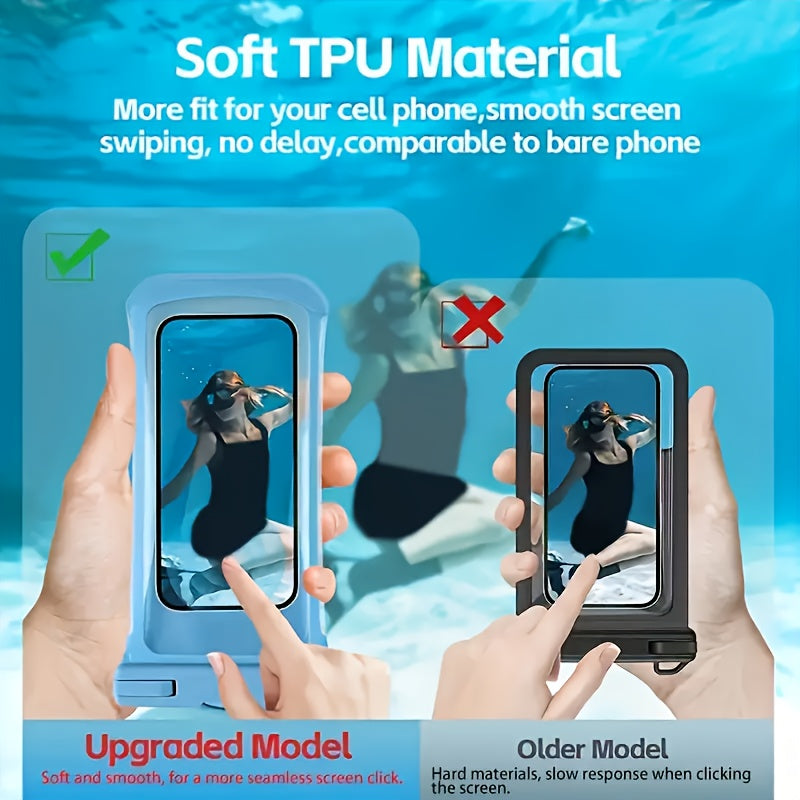 4 PCS Set "Tourism Season" New IP65 waterproof air cushion surrounded by floating thick waterproof bag, can protect up to 17.78 cm of mobile phone, suitable for swimming, surfing, rainy day travel, beach, cruise, skiing and o