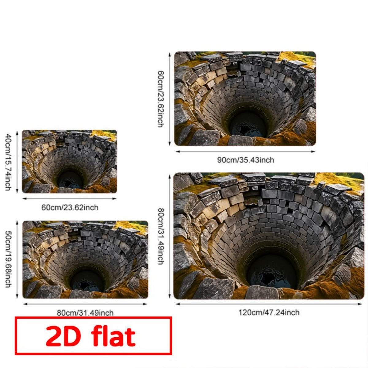 NEW Ancient Stone Door Flannel Mat | Heavy-Duty Floor with Non-Slip Sponge Base, Realistic Cave-In Illusion, Medieval-Look Stone Arch Design, for Indoor/Outdoor Entrance, Kitchen, Bathroom, Balcony (Dry Clean Only)