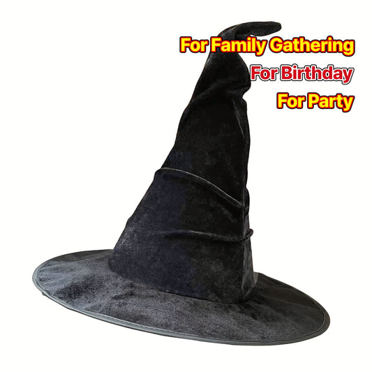 Witch Velvet Hat Halloween Party Hat Mystery Black/Purple Witch Hat Carnival Wizard Hat Hair Accessory Family Gathering Birthday Party Hat Black Wizard Costume Accessories Event & Party Supplies
