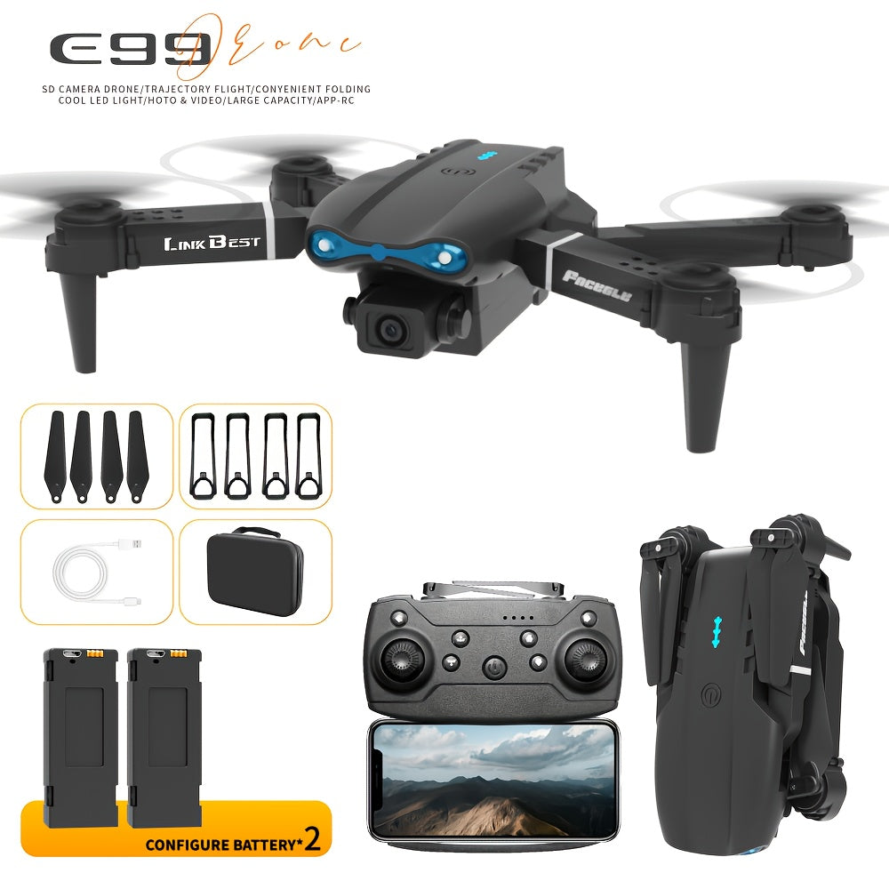 E99-PRO intelligent Drone + 3 Battery Set , Dual Cameras, Optical Flow Hover, 360 ° Flip, Folding Design, Perfectly Capturing Every Touching Moment, with Simple and Convenient Operation