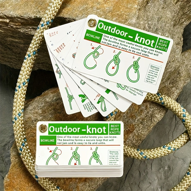 NEW Outdoor Knots Reference Guide - Includes 23 Various Rope Knots, with Mini Storage Clip, Perfect for Wilderness Bushcraft Sports Survival Kit, Kayak Boating, Camping, And Sport Emergencies