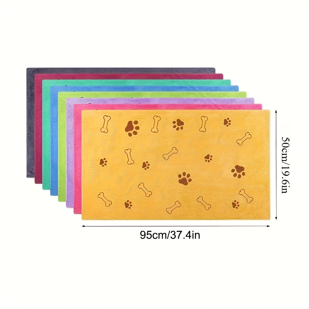4 PCS Set Quick-Dry Pet Towels for Medium Dogs - Soft, Absorbent with Fun Paw Print Design, Ideal for Bathing, Grooming Towels | Playful Design | Durable Fabric