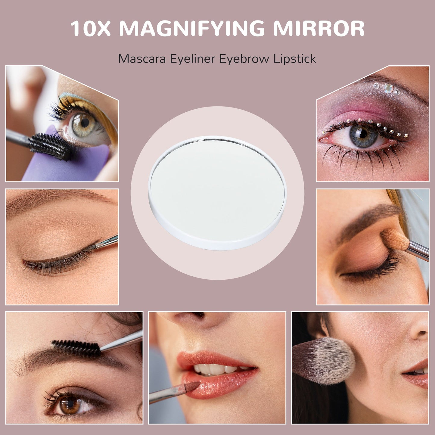 Hollywood Vanity Mirror with Lights, Large 63x50 cm Lighted Makeup Mirror with 3 Colour, 14 LED Bulbs, 10X Magnifying, USB Charging Port, Phone Holder, 360 Rotation, Touch Screen