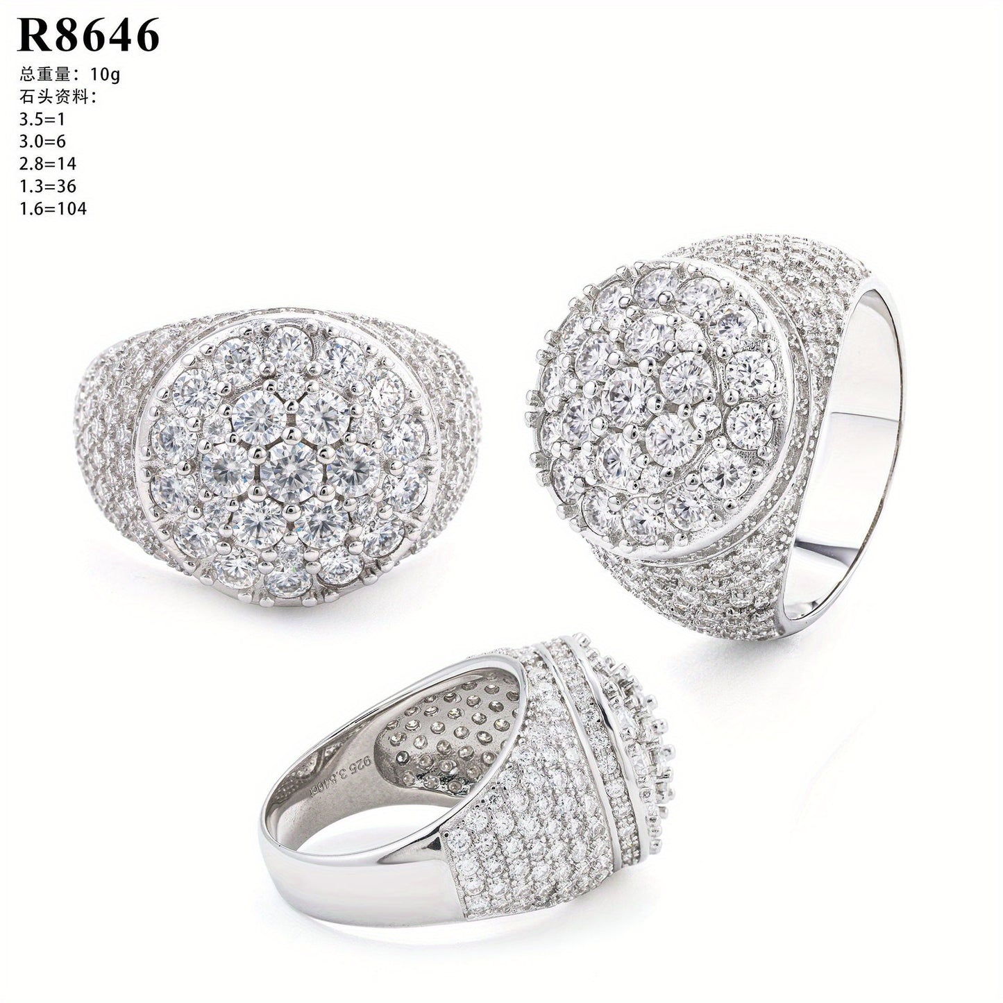 NEW Fashion S925 ring hot 925 Silver VVS moissanite hip-hop trendy Men's and Women's rings, Holiday Accessories, Party Accessories, Stylish Accessory, Arabian Style, Durable Craftsmanship, High Quality , Unisex Ring, Faux Rin