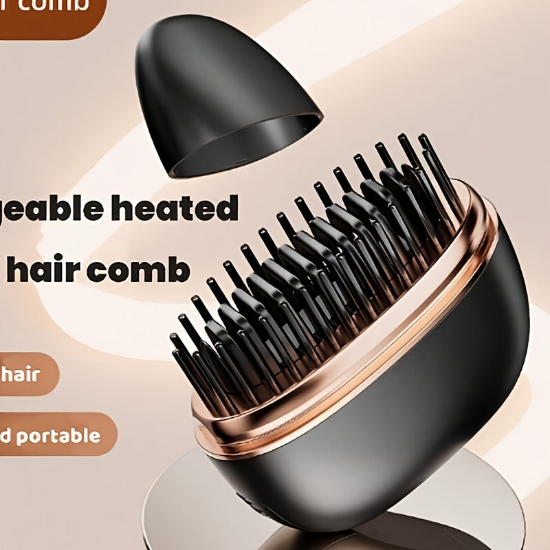 Wireless Compact Electric  Hair Straightening Comb for Bangs, Small And Portable Hair Straightening Brush, Pocket-Sized Cordless Straightener, Mini Heated Comb, Rechargeable USB Charging Hair Care Accessories