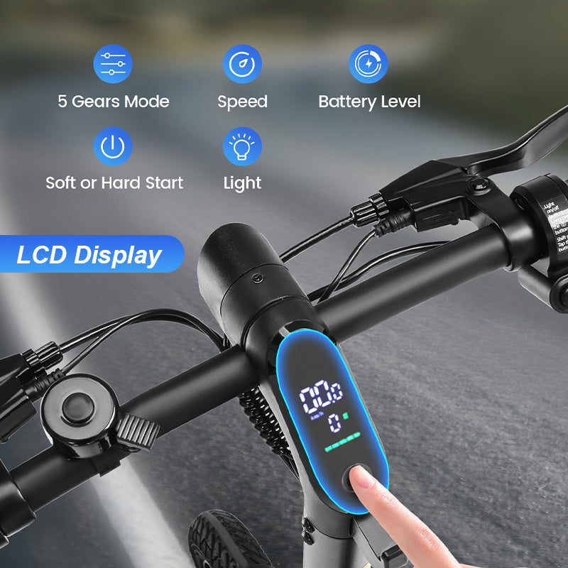 14inch Foldable Electric Bike, Mini City E-Bike, LCD Display, 36V 7.8Ah Battery, 250W Motor, 4 Riding Modes, 4 Speed Levels,25km/h Top Speed And 45km Max Range, With Rear Rack, Pedal Assist, Dual Disc Brakes, Night Lights, an