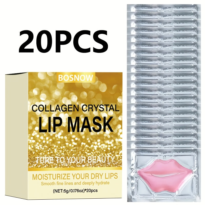 20 PCS Set Collagen Crystal Lip Mask Moisturizes Dry Lips, Smooths Fine Lines, Deeply Hydrates, Makes Lip Skin Firmer And Younger, And Gives You a Pink And Fresh Mouth