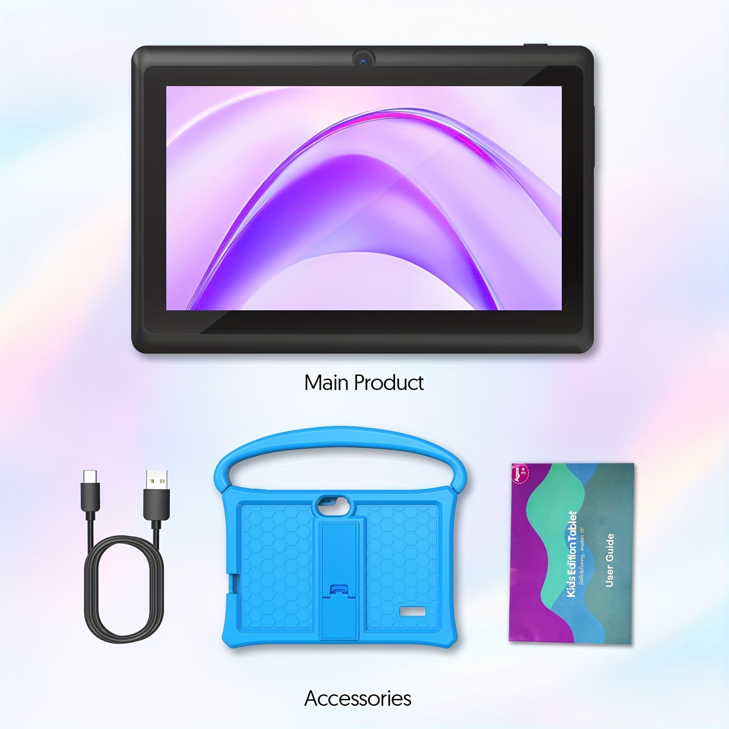 Android 13 Tablet, 17.78 cm Kids Tablet, Silicone Case, Quad-core, 7731 CPU, 4GB (2+2GB Memory Expansion) RAM, 32GB ROM, 3500mah, 1024*600 IPS, HD Touch Screen, Kids Learning Machine, Android Tablets