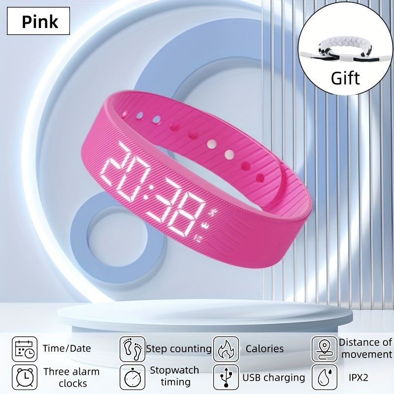 Slim Smart Fitness Watch with Step Tracker, Calorie Counter & Alarm Clock - USB- Digital Wristwatch for //Students, Pedometer, Stopwatch, Soft Strap (Compatible with /, No) - Ideal for Sports & Daily
