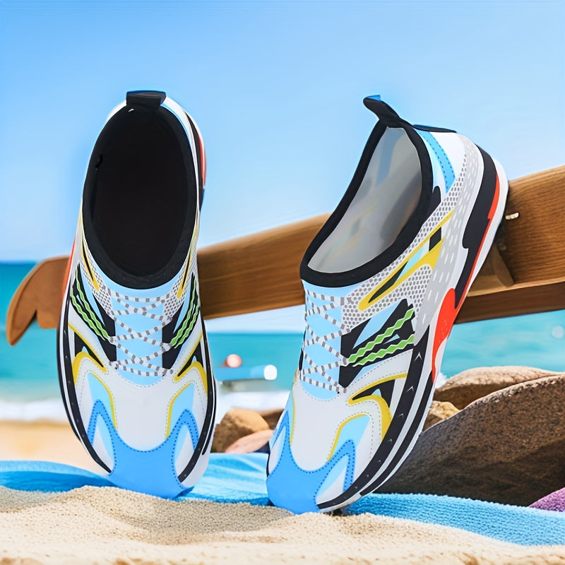 Quick-Dry Water Shoes for Men & Women - Lightweight Breathable Fabric with TPR Sole, Black & Blue Accents - Perfect for Swimming, Beach, Yoga, Camping & Outdoor Activities - Summer Essential, Beach Footwear, Sleek Design, Fle