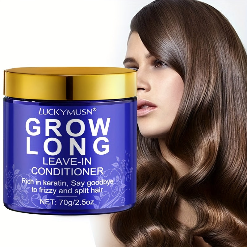 NEW Grow Long Leave-In Conditioner - Deep Moisturizing Keratin for Dry, Damaged, Frizzy & Split Ends, Argan Oil & Aloe Vera, Refreshing Oil Control, 70g/2.5oz, Unisex for All Hair Types, Hair Conditioner, Sleek Haircare, Plan