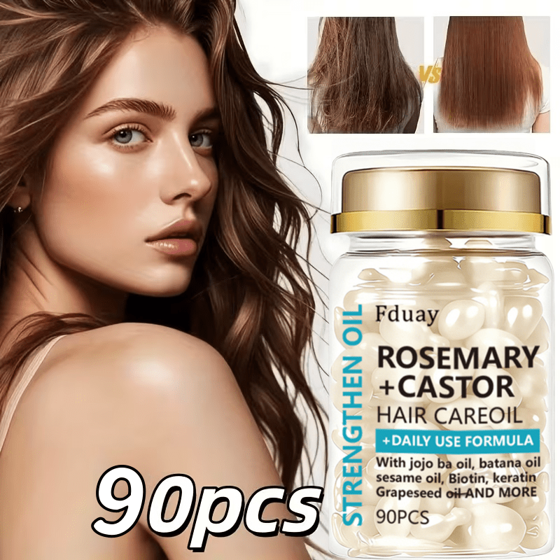 90-PCS Capsules Keratin Hair Mask, Rosemary Castor Oil Rice Water Shampoo, Conditioner | 200ml - Smooth, Shiny, Deep Cleansing, Frizz-Free, Fragrant, Soft Hair | Perfect for Dry Hair in Winter | Nourishing