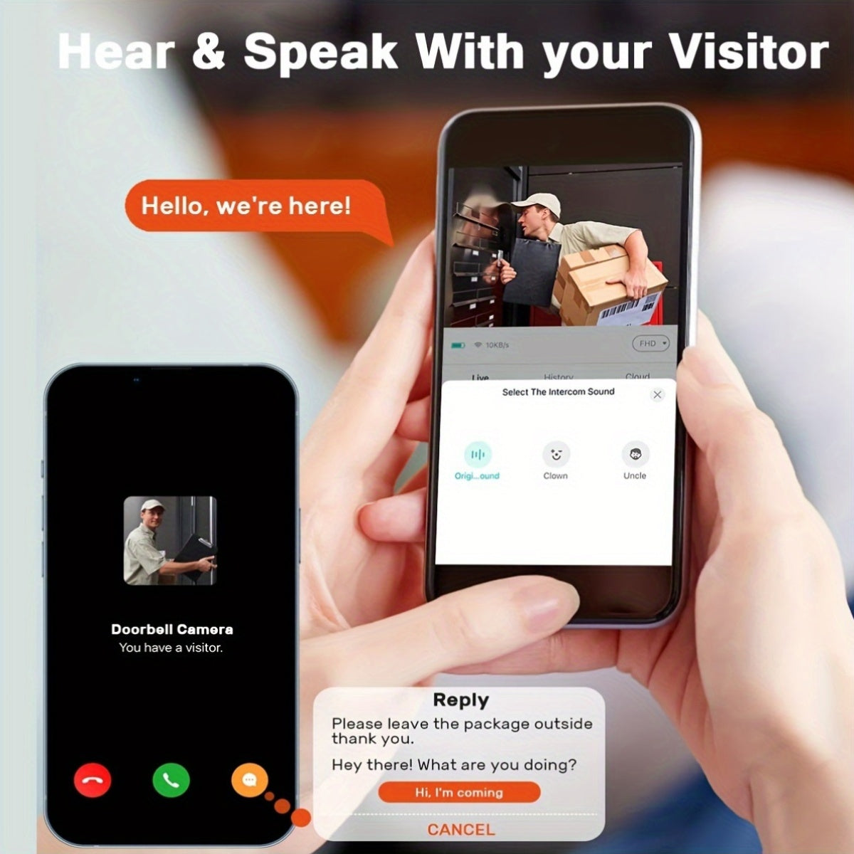 Wireless Smart HD Video Doorbell - 2.4G Wi-Fi, Night Vision, Voice Modification, Two-Way Communication, Photo Capture, Recording - Rechargeable Home Office Security Doorbell with Integrated Battery