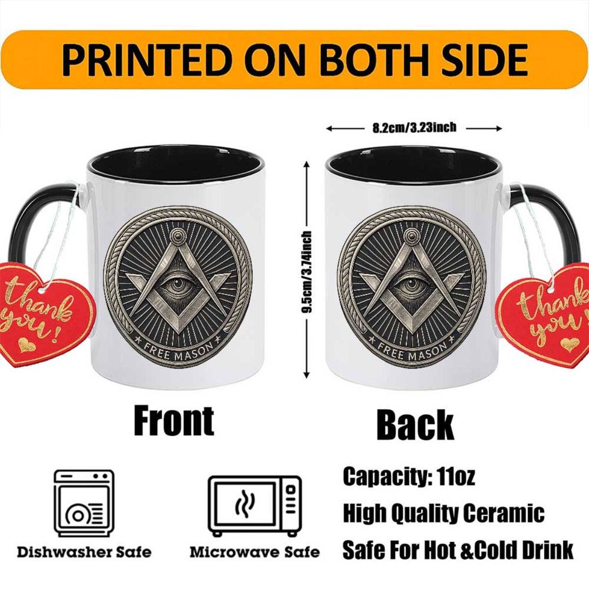 Hot Selling Secret Society 7 Colors Mug Office Water Ceramic Cup Coffee Cup Kitchen Household Cup Masonic Freemason Illuminati All Seeing Eye Symbol Pink Lightweight Buckle Closure