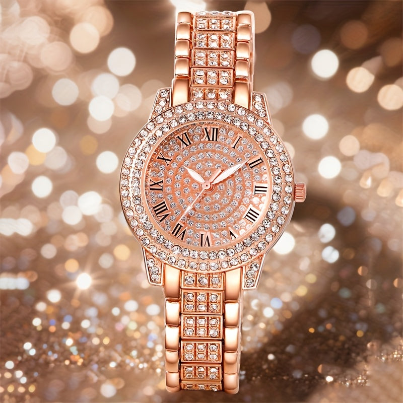 3 Colors 6PCS Set New Ladies' Gorgeous And Fashionable Silvery Quartz Watch +new Silvery Jewelry Set Valentine's Day, Easter, Ramadan, Wedding, Birthday Party, Christmas Horror, Halloween, Give Friends Gifts Eid Al Adha