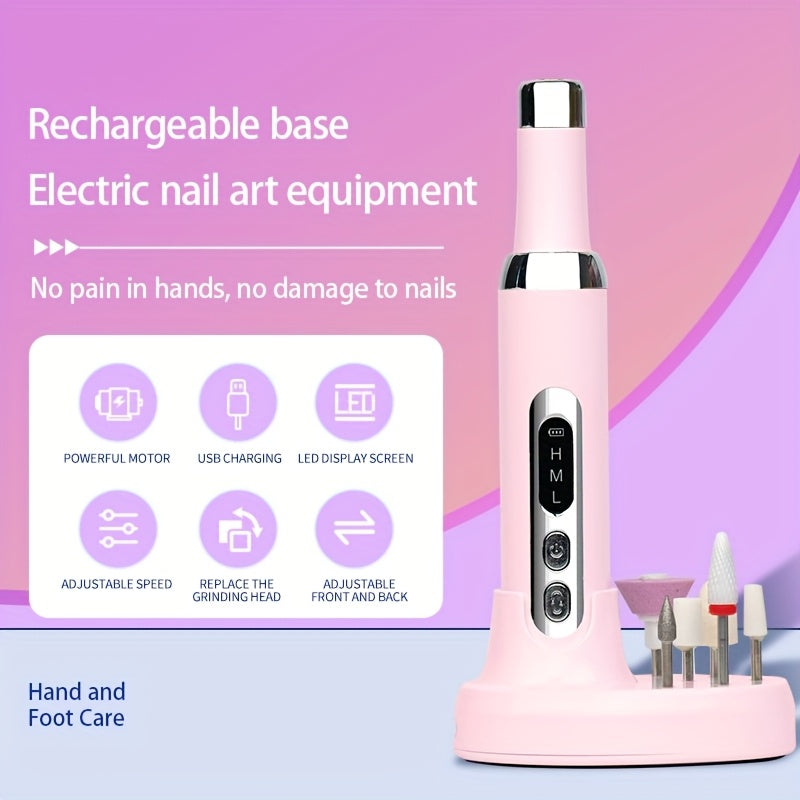 NEW Arrivals Electric Nail Drill Machine Full Set Professional with Drill Bits & Sanding Bands, Cordless Electric Nail File for Acrylic Gel Nails, Manicure and Pedicure Kit for Grinding Polishing Trimming