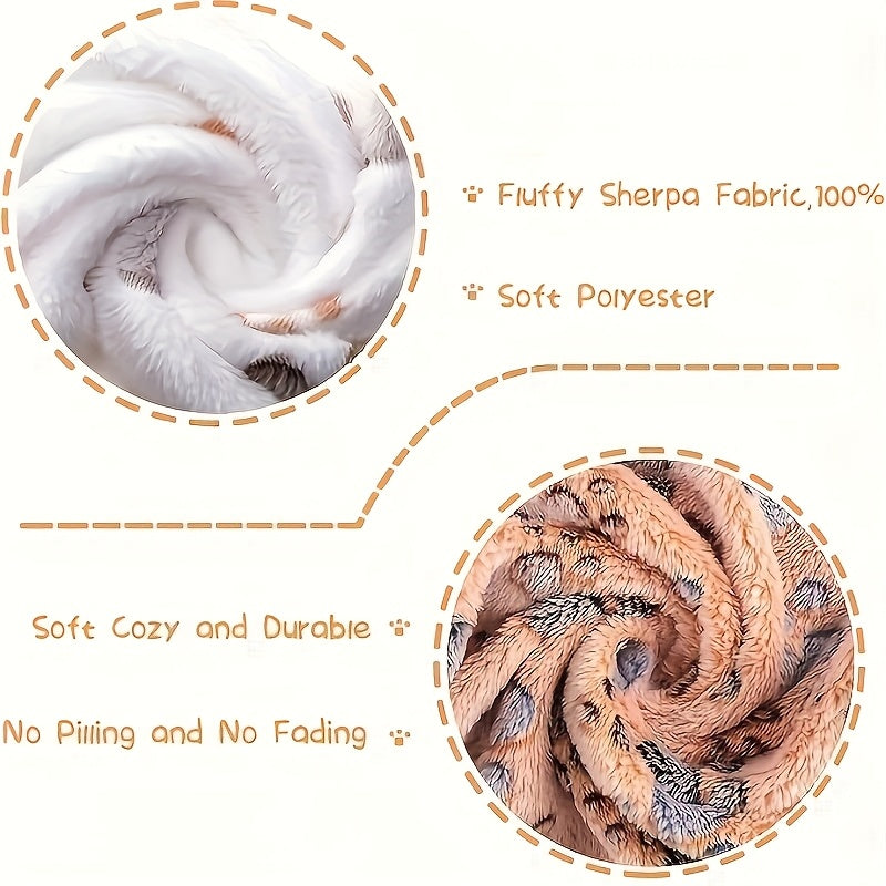 10pcs Soft Pet Blanket Set, All-Season Use - Machine Washable with Paw Pattern - Multifunctional Pet Mat for Small and Medium Dogs and Cats