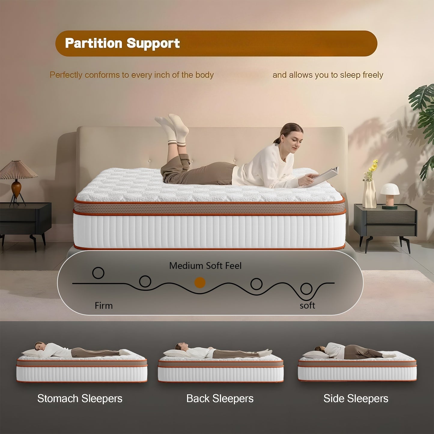 Double Mattress 135x190x28cm 2000+ Pocket Springs & Memory Foam 7-Zone Ortho Support Bamboo Charcoal Layer Motion Reduction Anti-Sag Medium Firm (H3) Box Delivery 200-Night Trial