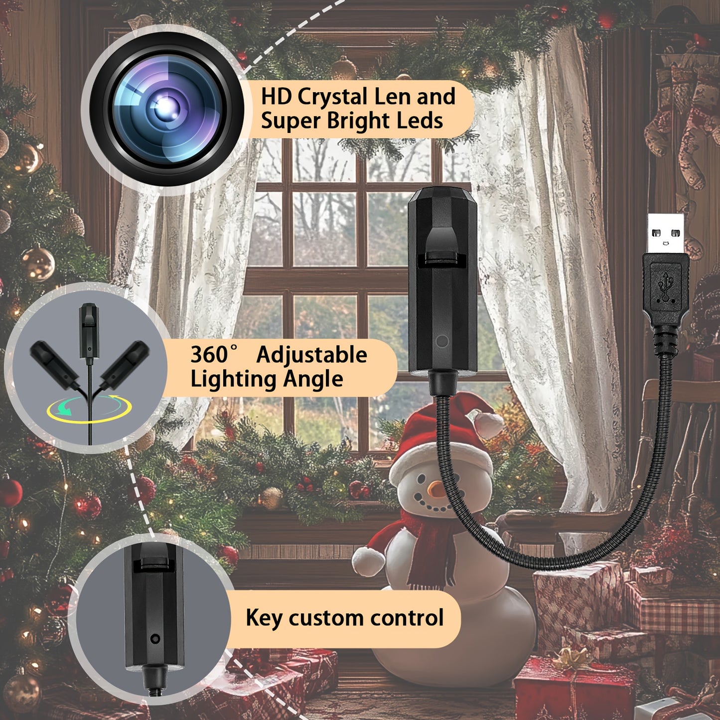 1 light and 3 Christmas picture projector lamp, three light and shadow can be changed, USB plug and play atmosphere light, suitable for ceiling wall background decoration light, 360 ° rotatable Christmas holiday projector, b