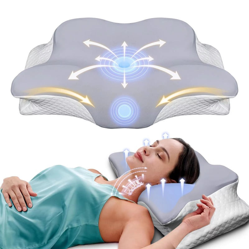NEW Neck Pillow, Cooling Pillow For Neck Support, Ergonomic Contour Side Sleeper Pillow For Sleeping, Orthopedic Memory Foam Pillows With Pillowcase, Best For Insomniac Massage Pillow