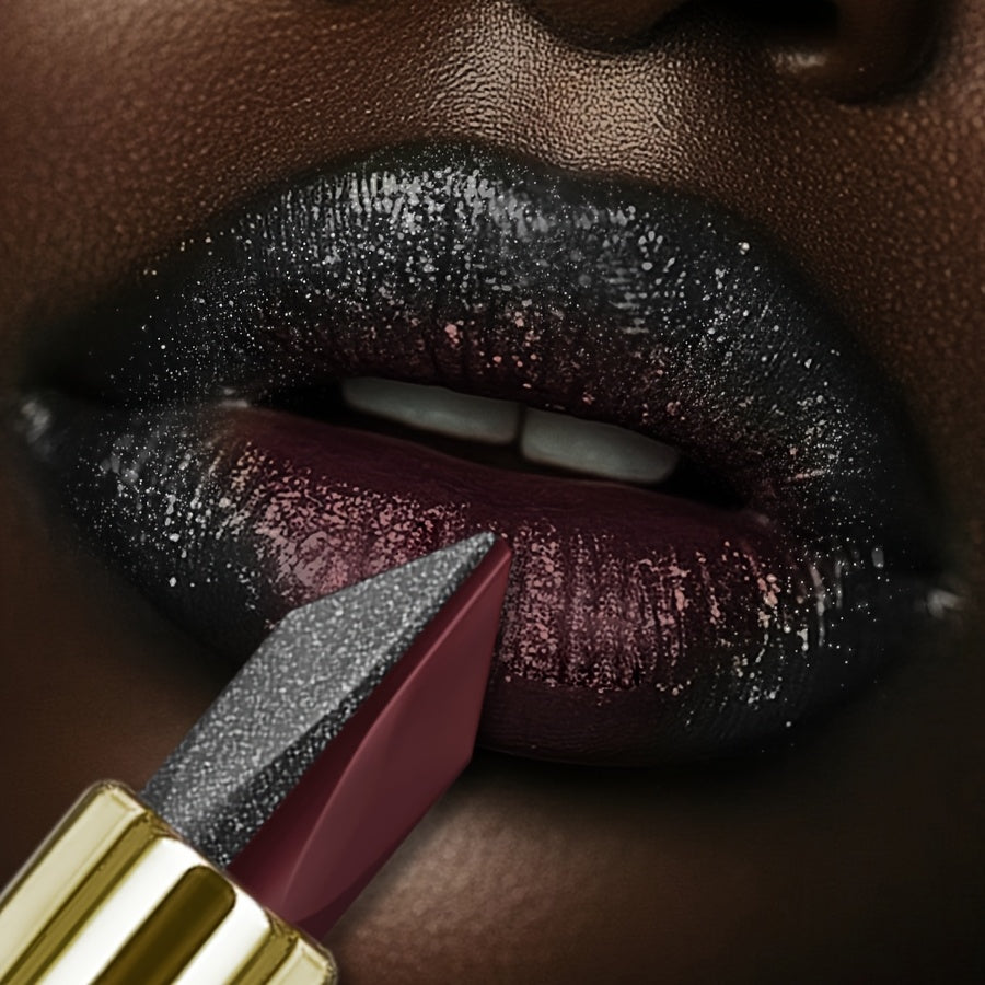Red & Black Two-Tone Lipstick - Waterproof, Sweatproof, High Pigment, Long-Lasting Makeup for All Skin Types, Shiny Finish, Beauty Lipstick| Bold Lipstick| Sleek Lipstick