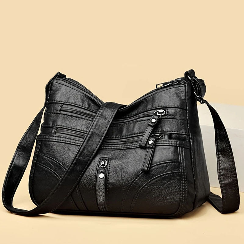 Women's Single Shoulder Bag - Multi-layered New Style Fashionable and Versatile Crossbody Bag for Both Men and Women, Suitable for Casual Use. [The Zipper Direction Is Random]